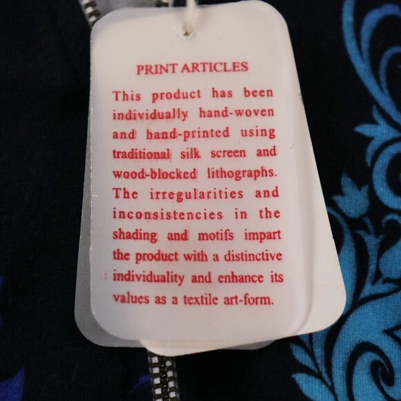 Pashma Arte Hoodie Women’s M Black Blue Cotton Fleece Hand Dyed Print NWT - Picture 11 of 16